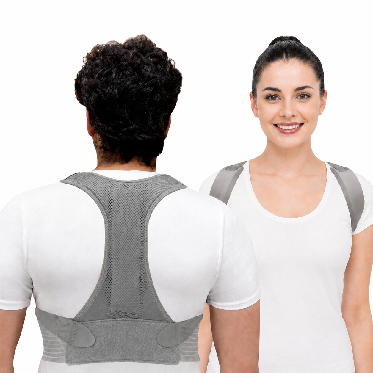 Posture Corrector, Grey, Large, 1 Unit