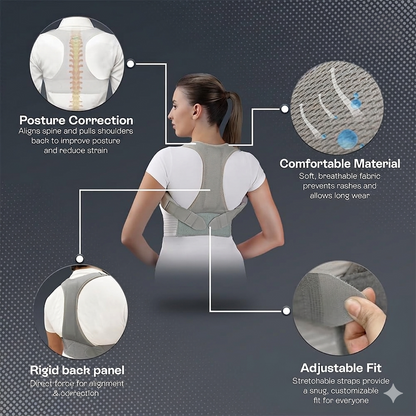 Posture Corrector, Grey, Large, 1 Unit